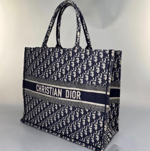 Authentic  Christian Dior Oblique Large Tote Multicolor Tote Bag
