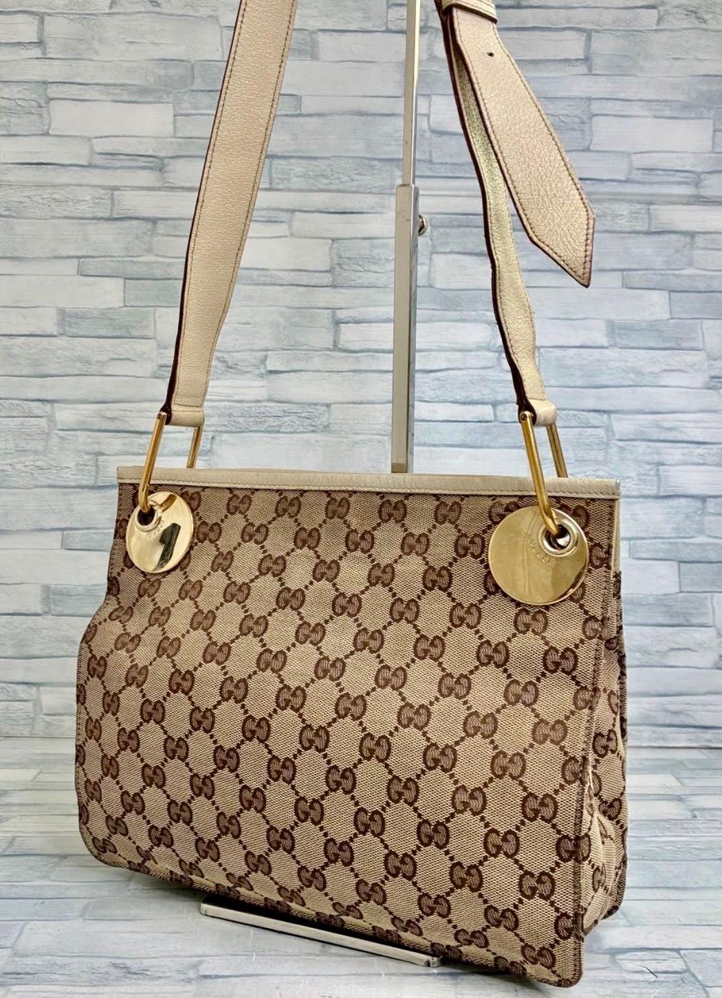 Authentic GUCCI Eclipse Messenger Bag GG Canvas Small Vintage