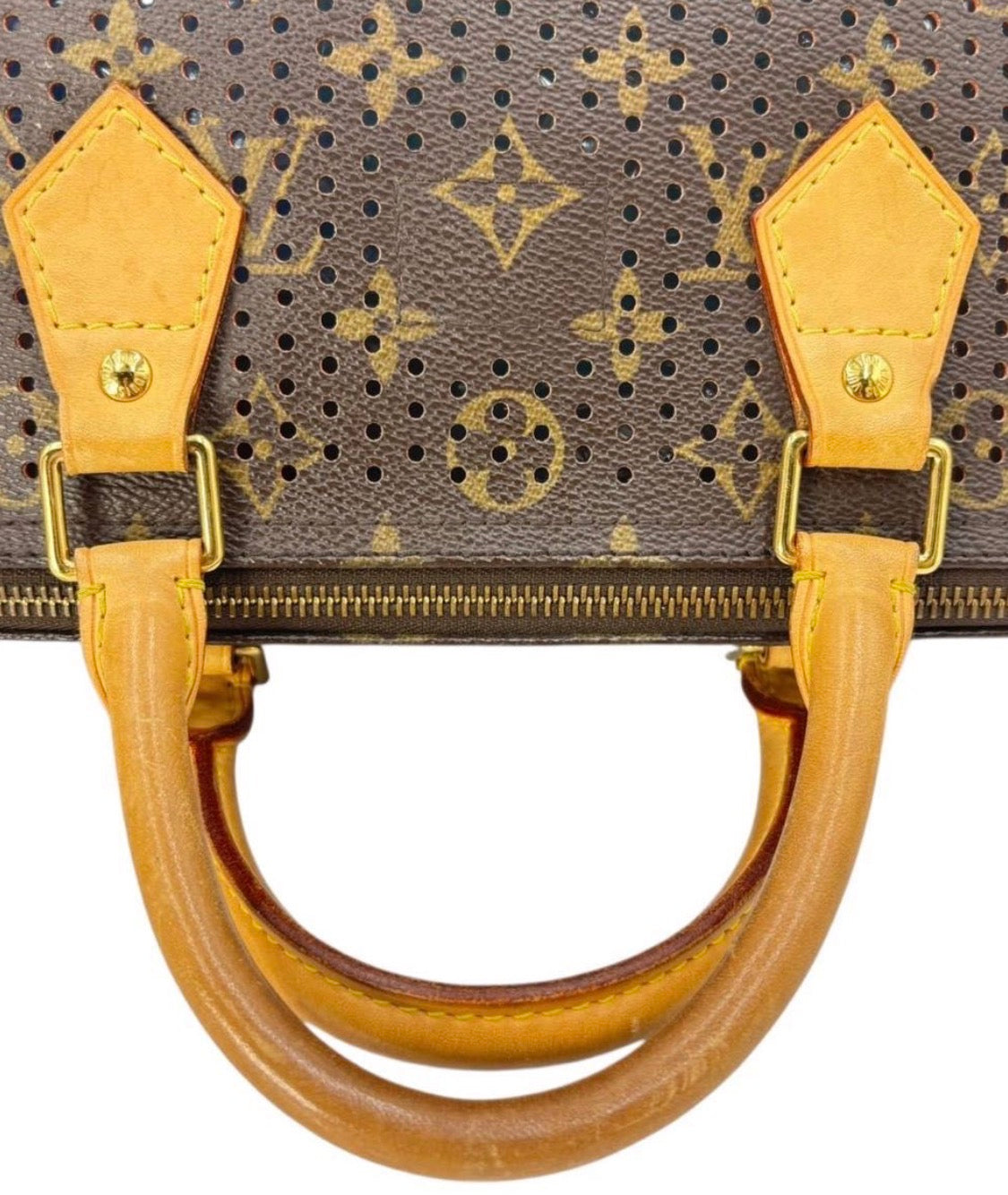 Authentic LOUIS VUITTON Monogram Perforated Speedy 30 Fuchsi Handbag