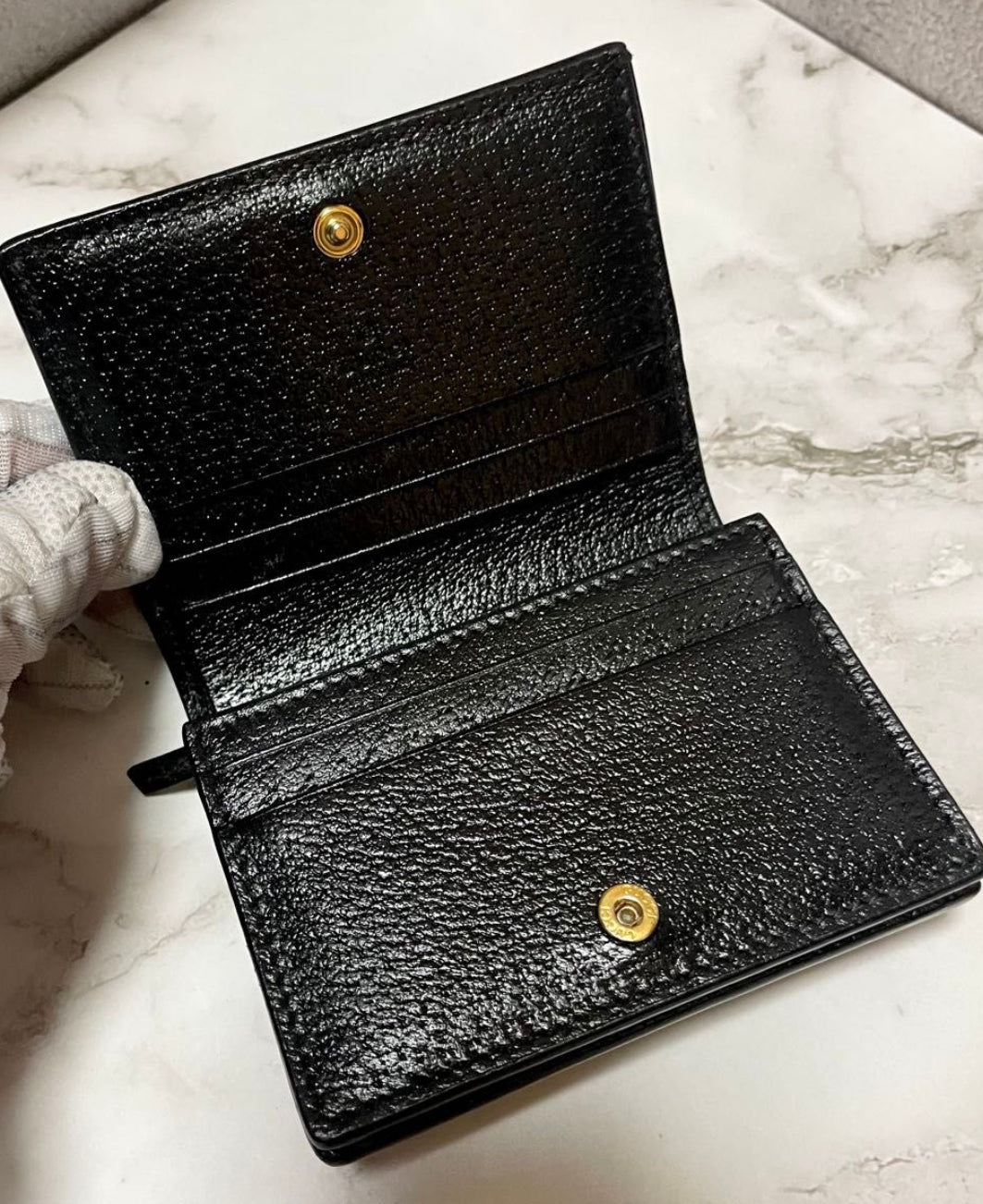 Gucci Calfskin Web Ophidia Card Case Black