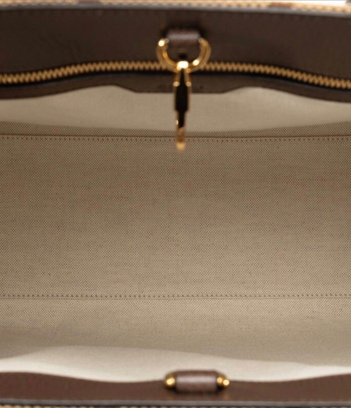 Gucci Monogram Jumbo GG Textured Dollar Calfskin Web Tote Bag Camel Ebony New Acero