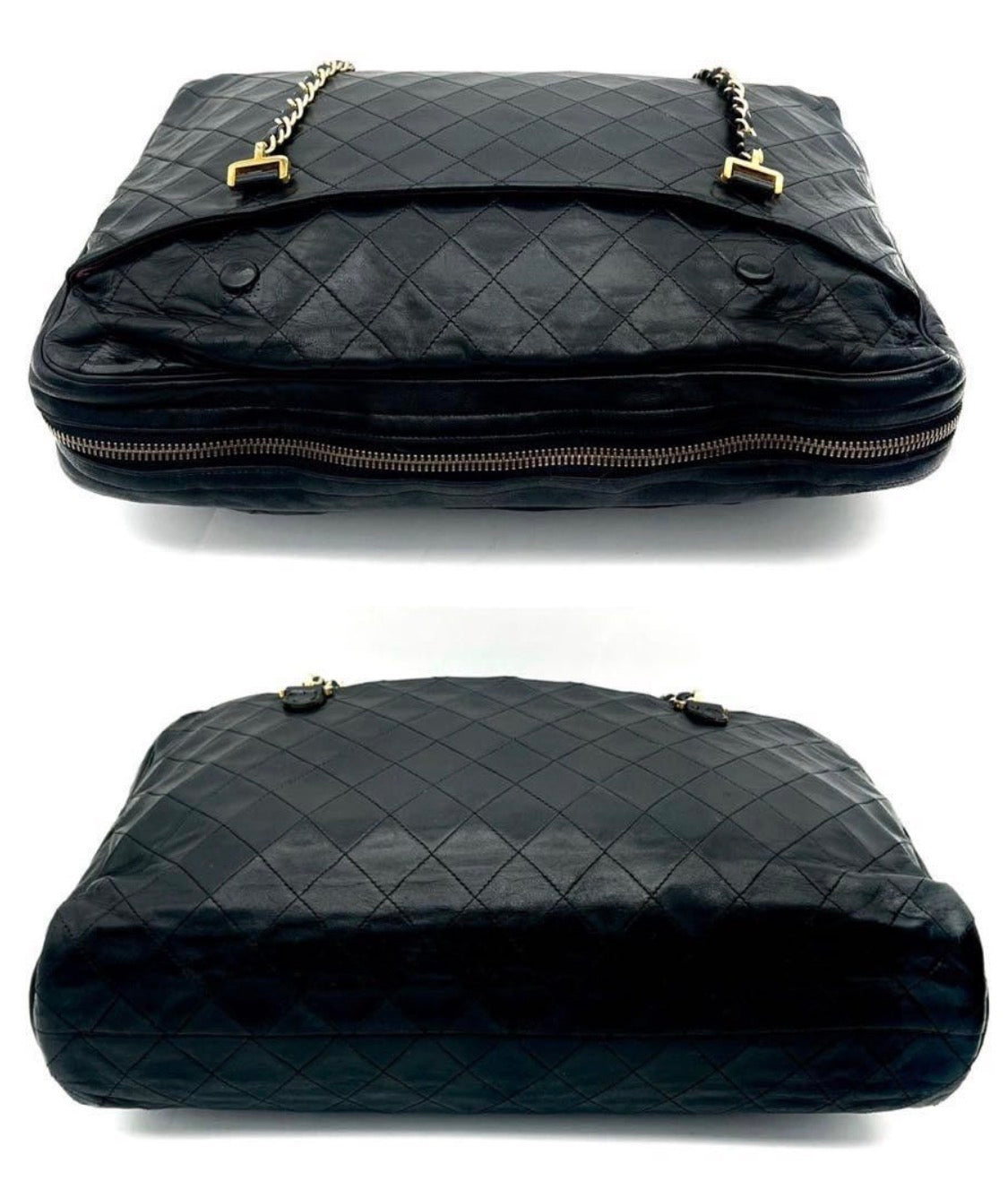 Chanel Matelassé Tote Bag Chain Shoulder Bag Lambskin Black