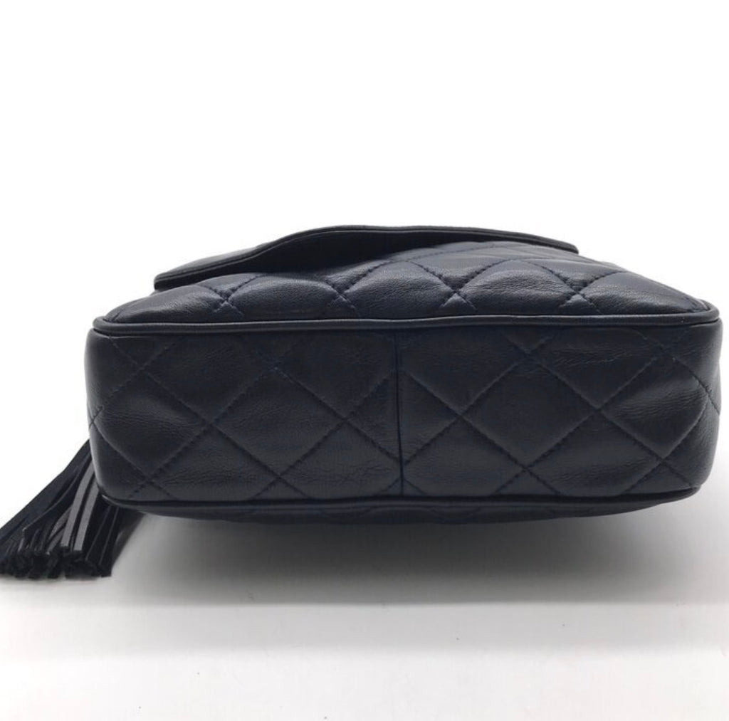 CHANEL Coco Mark Matelassé Lambskin Fringe Chain Shoulder Bag