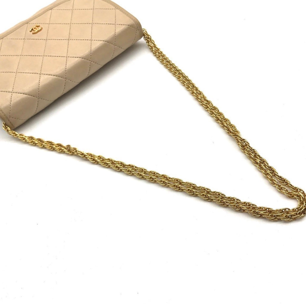 CHANEL Coco Mark Mini Matelassé Push-Lock Chain Shoulder Bag, Beige, Vintage