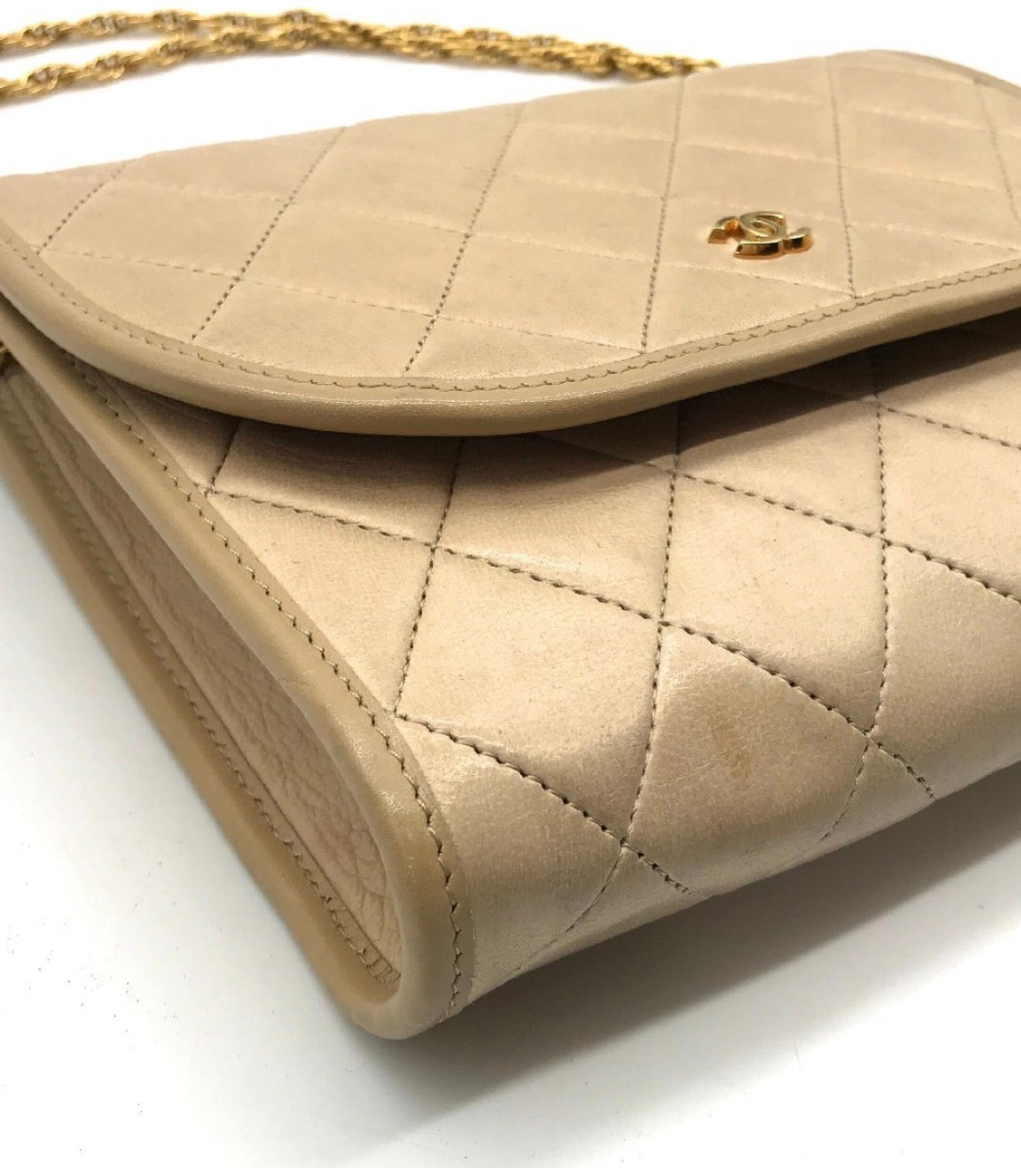 CHANEL Coco Mark Mini Matelassé Push-Lock Chain Shoulder Bag, Beige, Vintage