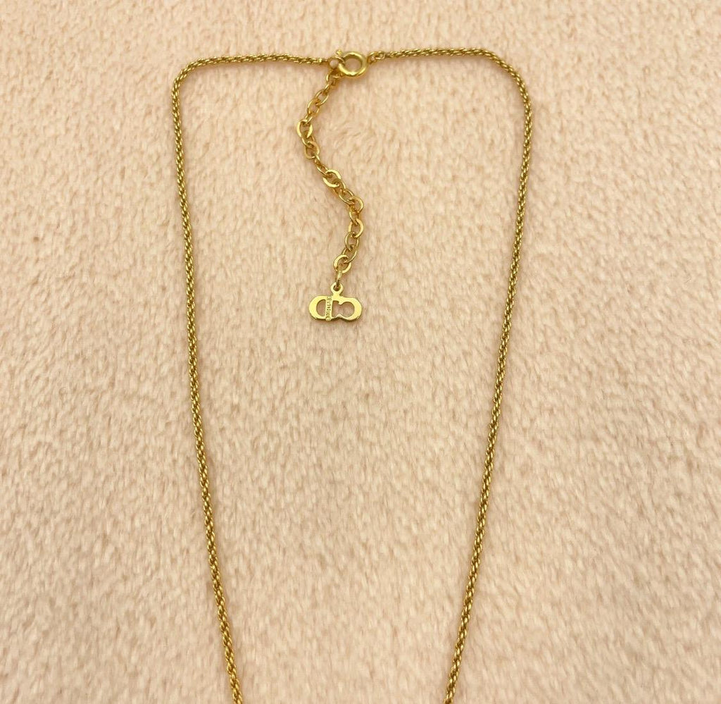 Authentjc Christian Dior Twist Circle CD Necklace  W/Box Vintage