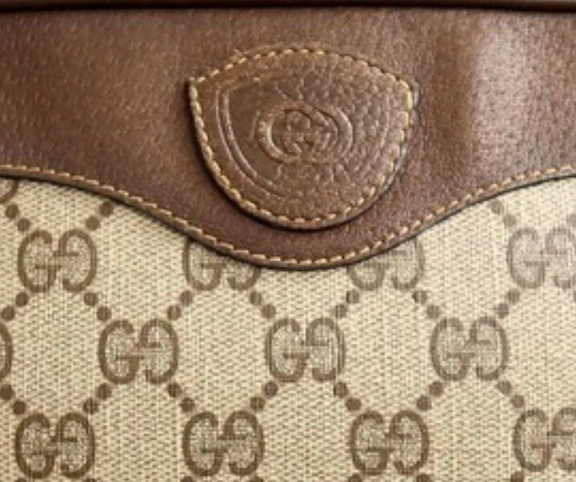GUCCI Old Gucci GG  Supreme PVC Calf Leather Shoulder Bag Vintage Brown