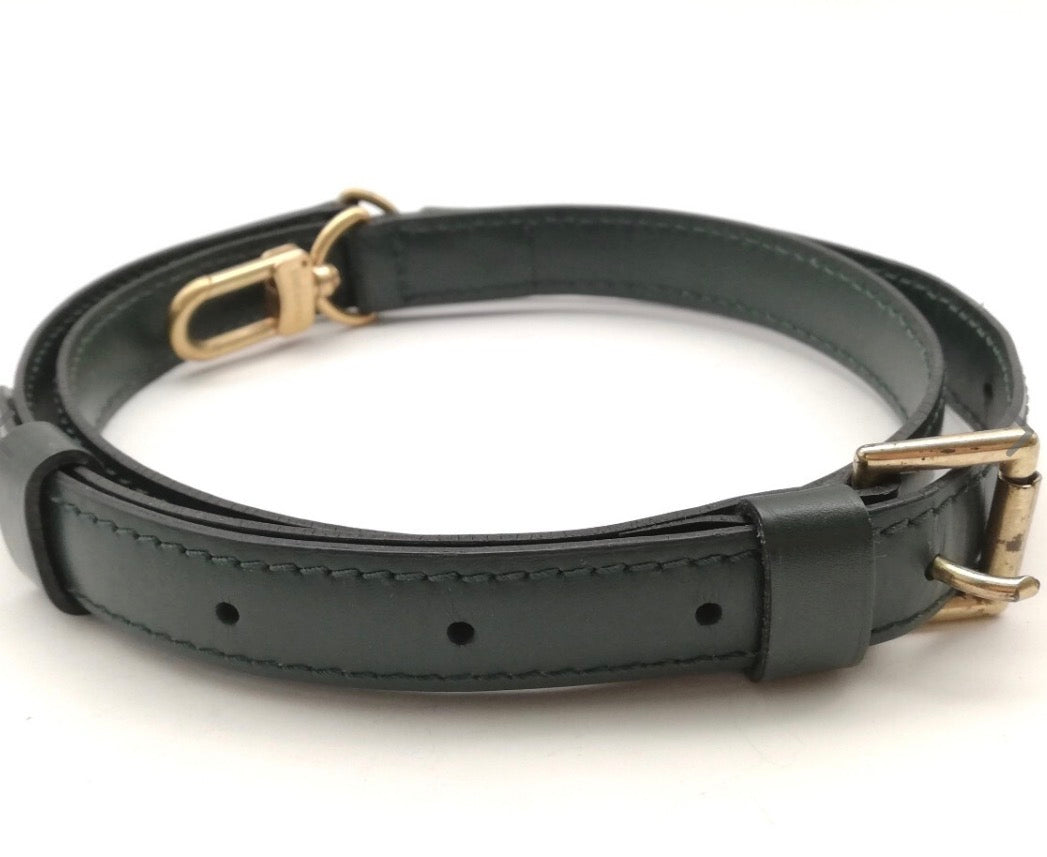 LOUIS VUITTON Shoulder Strap, Leather, Green, Gold Hardware, Bag Strap, Louis Vuitton