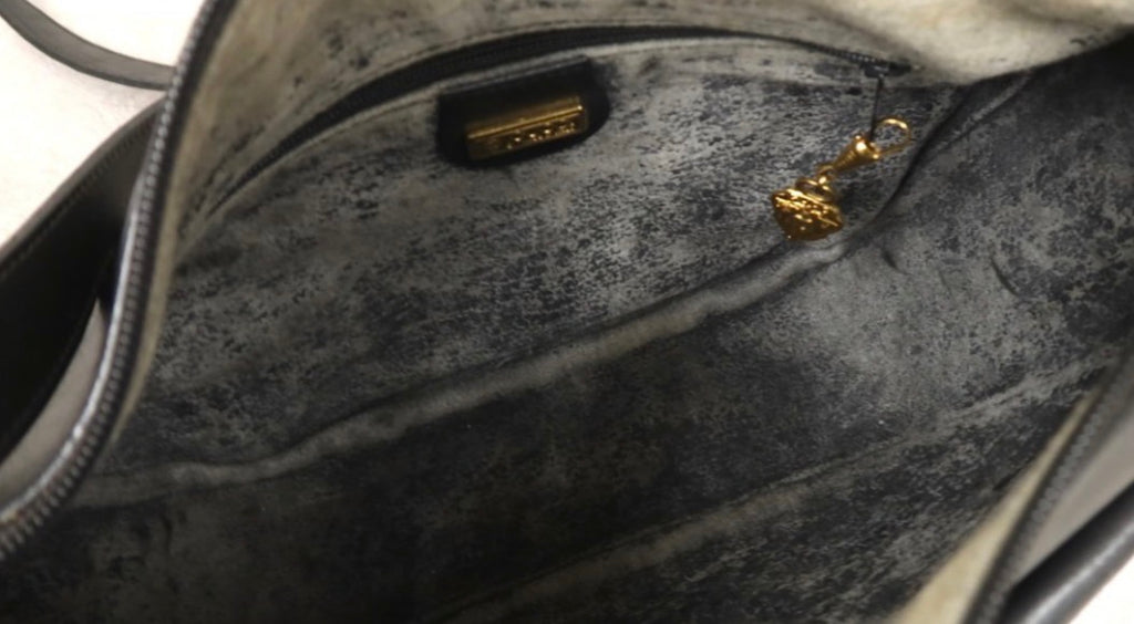 Gucci Vintage Black GG Monogram Canvas Leather Crescent Shoulder Bag