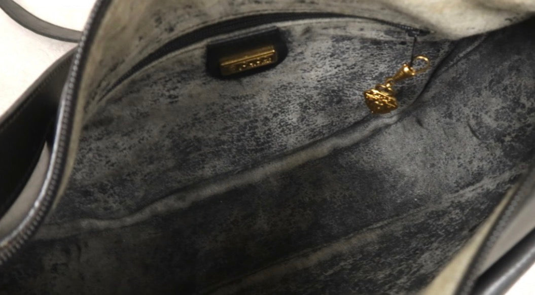 Gucci Vintage Black GG Monogram Canvas Leather Crescent Shoulder Bag