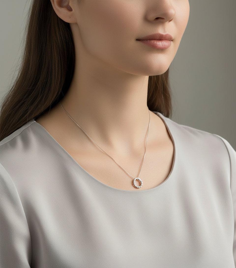 Simply  Eternal Hollow Silver Plated Pendant Necklace  ( Great Gift )