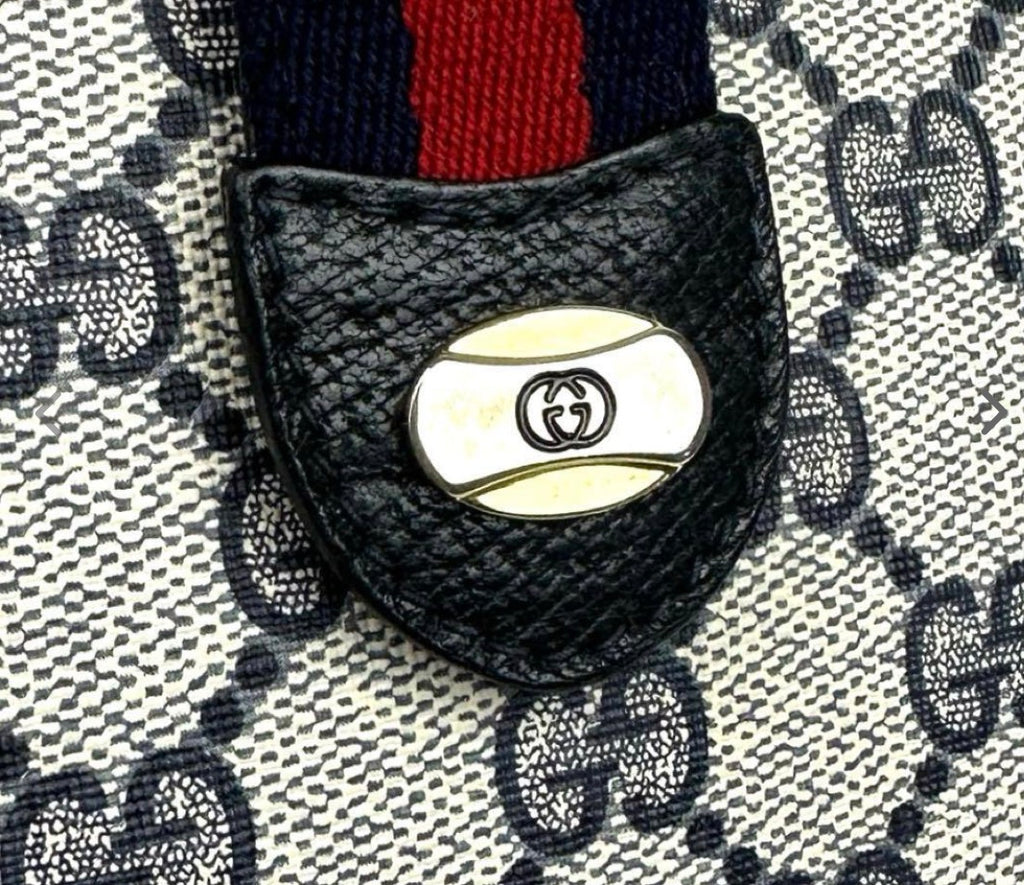 Gucci Old Gucci GG Supreme Sherry Line Shoulder Bag ( Navy) Vintage
