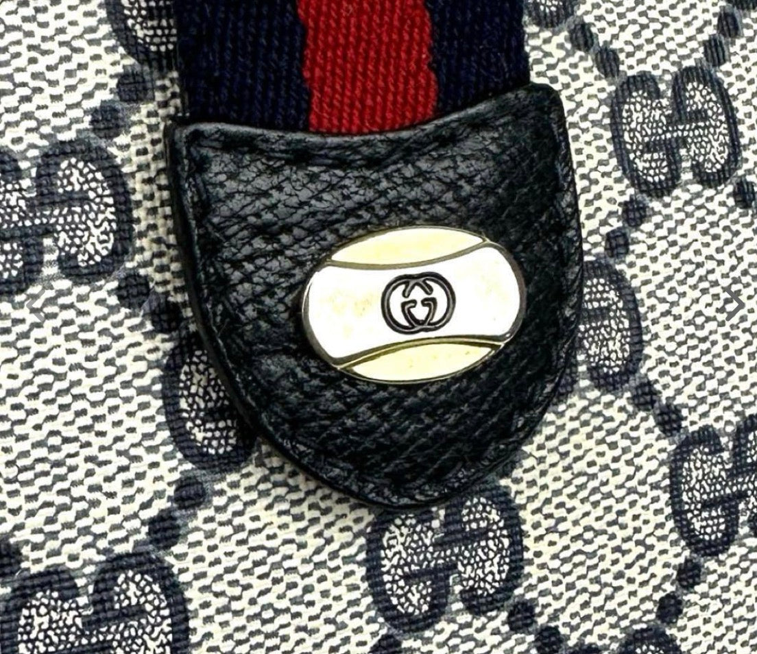 Gucci Old Gucci GG Supreme Sherry Line Shoulder Bag ( Navy) Vintage