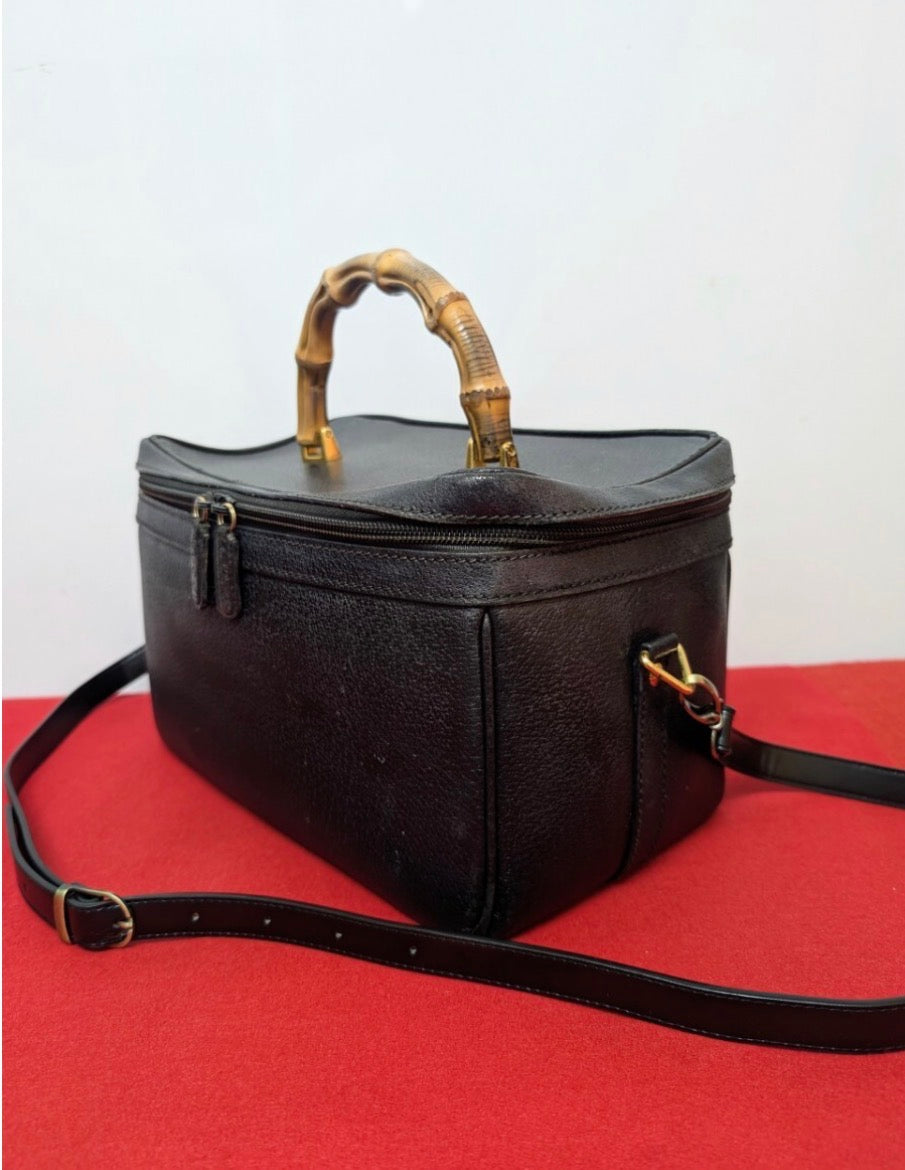 Gucci BambooVanity Shoulder Bag 2 Way Black