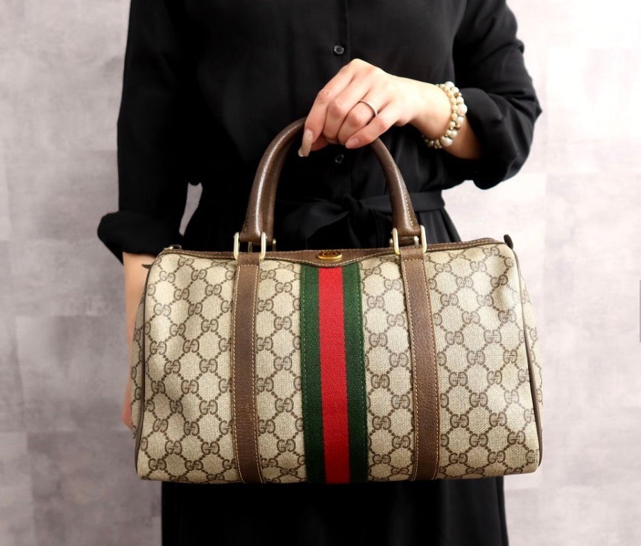Gucci GG Supreme Web Sherry Line Boston bag Vintage