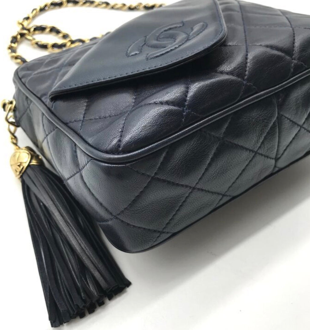 CHANEL Coco Mark Matelassé Lambskin Fringe Chain Shoulder Bag