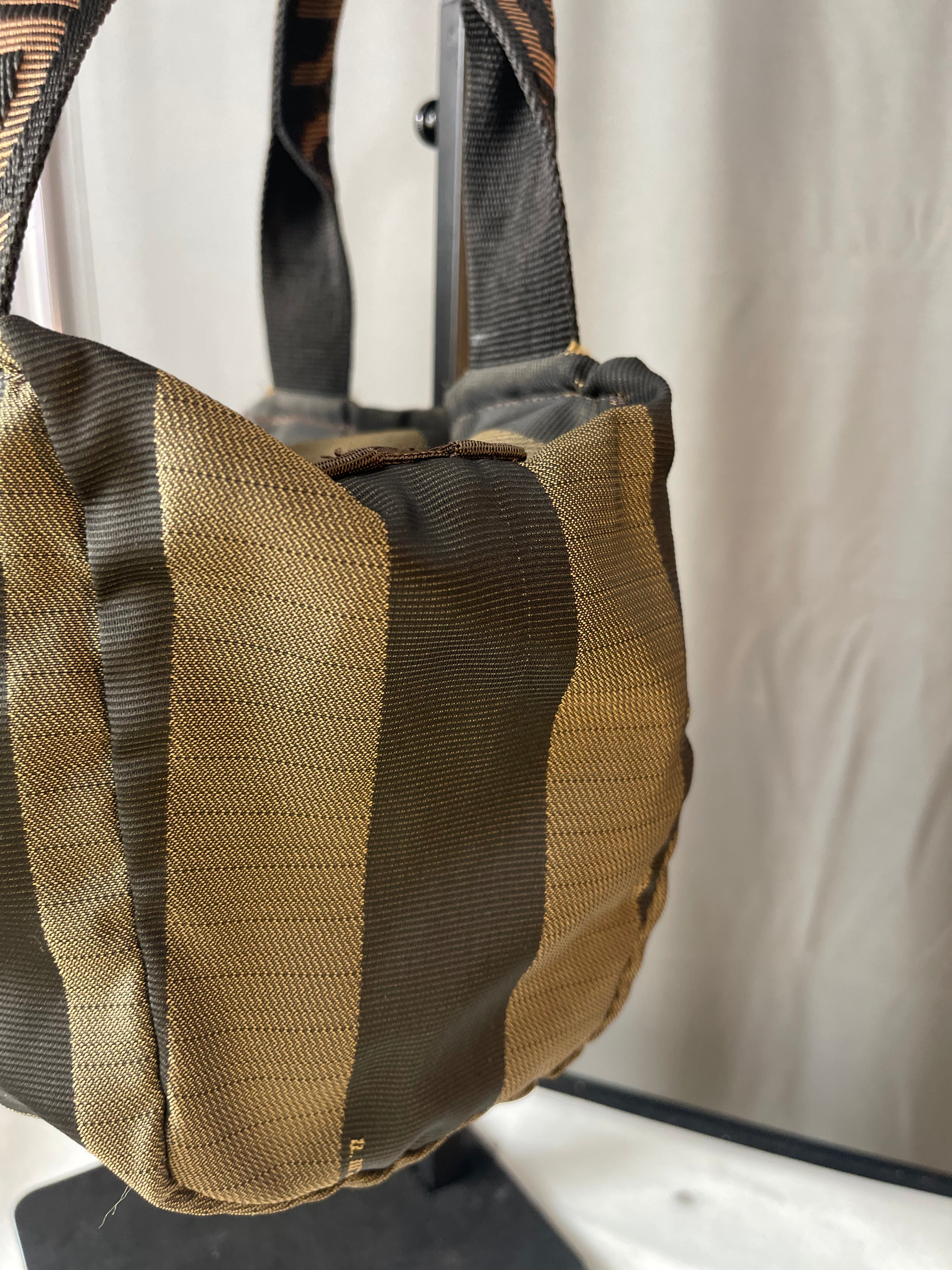 FENDI Vintage Mini Fendi Roma Italy 1925 Pequin Tote Bag