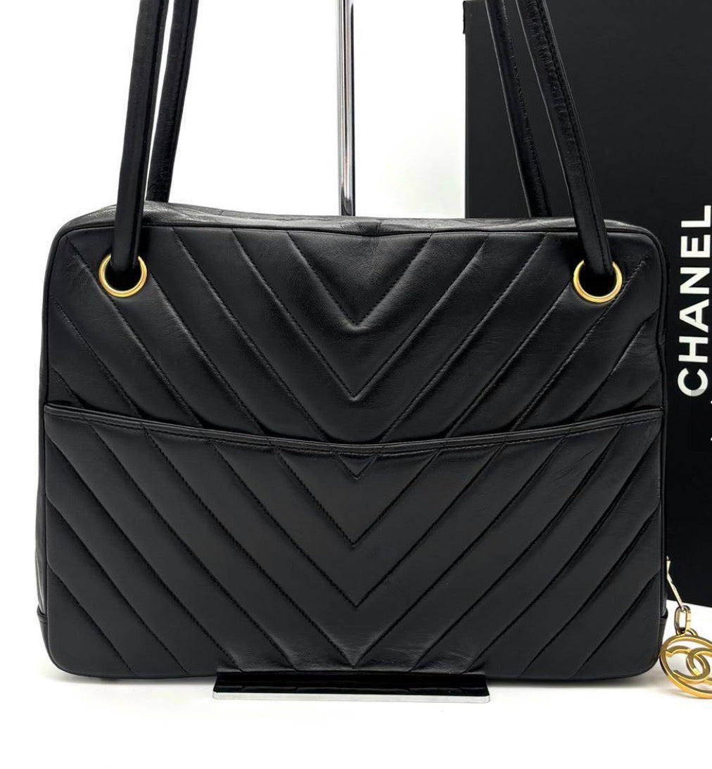 CHANEL Vintage CC Chevron Camera Bag