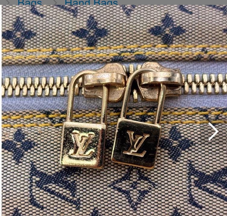 Authentic LOUIS VUITTON Monogram Mini Marie Handbag/Boston Bag, Canvas/Blue Leather Vintage