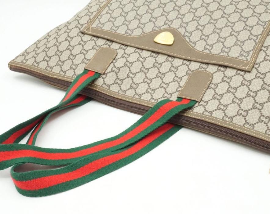 Authentic GUCCI PLUS Vintage Sherry Tote Handbag Vintage