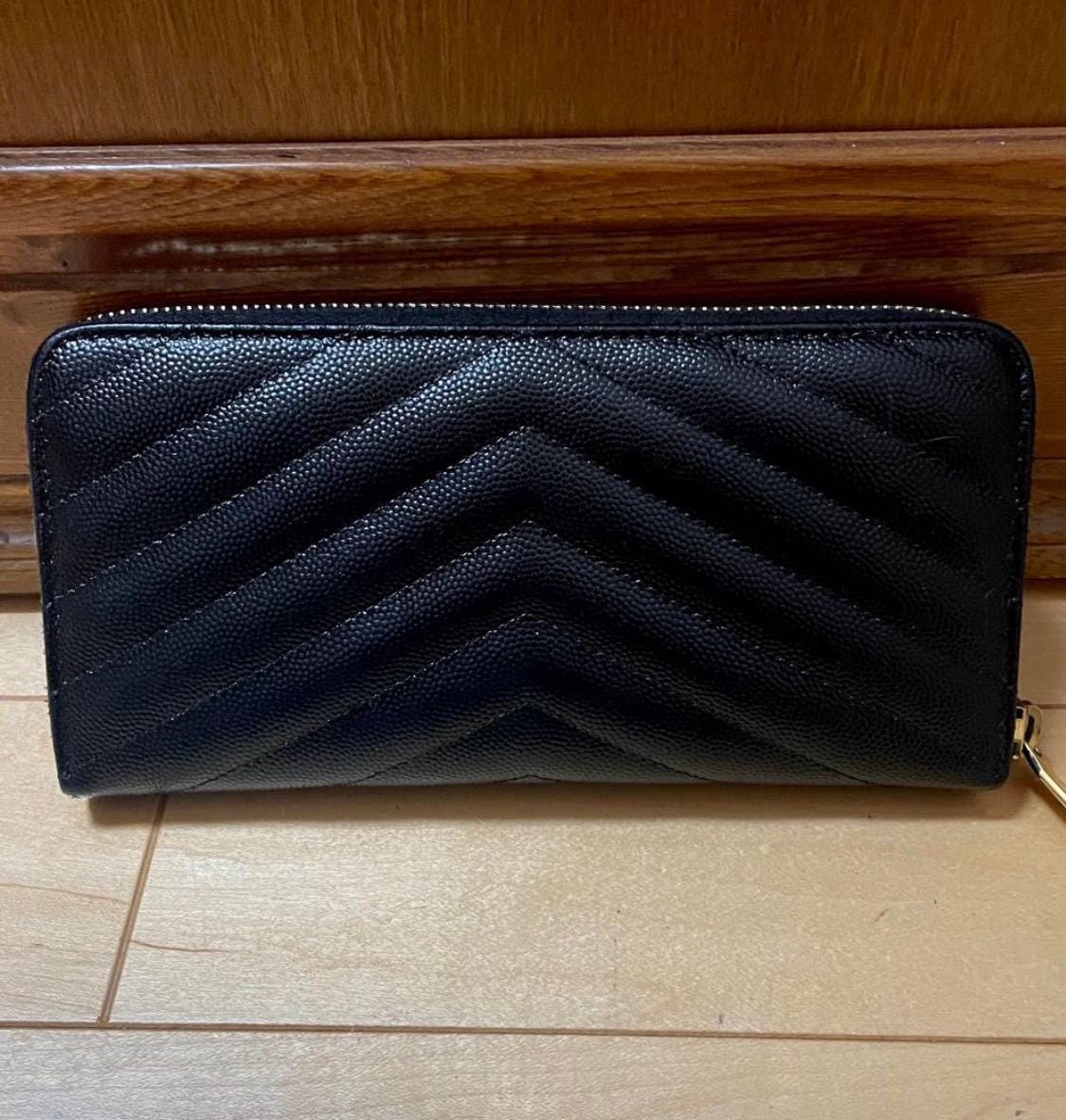 Authentic Saint Laurent Monogram Matelassé Black Long Wallet