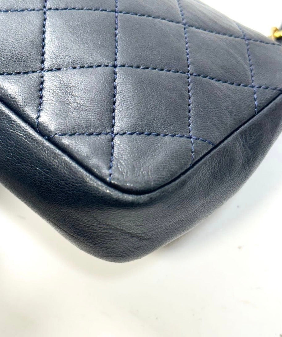 Chanel Quilted Extra Mini  Classic Flap Lambskin Shoulder bag Vintage