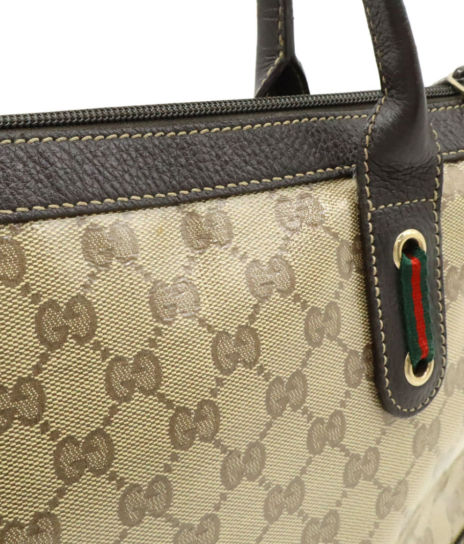 GUCCI Crystal Monogram Medium Princy Tote Dark Brown