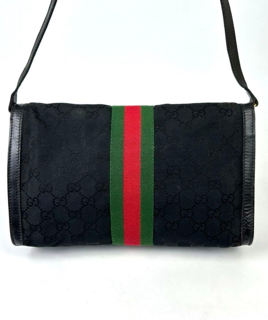 GUCCI Web Sherry Line GG Canvas Shoulder Bag Vintage
