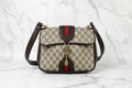 GUCCI Vintage Brown Monogram Canvas Flap Shoulder Bag