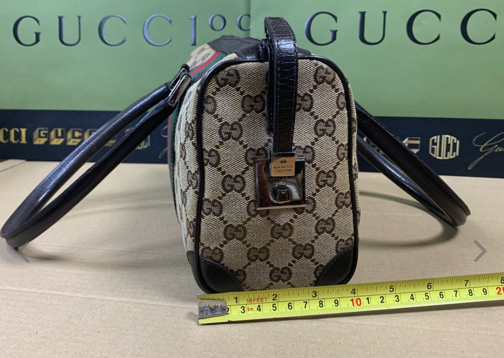 GUCCI Vintage GG Canvas Mini Web Boston Bag