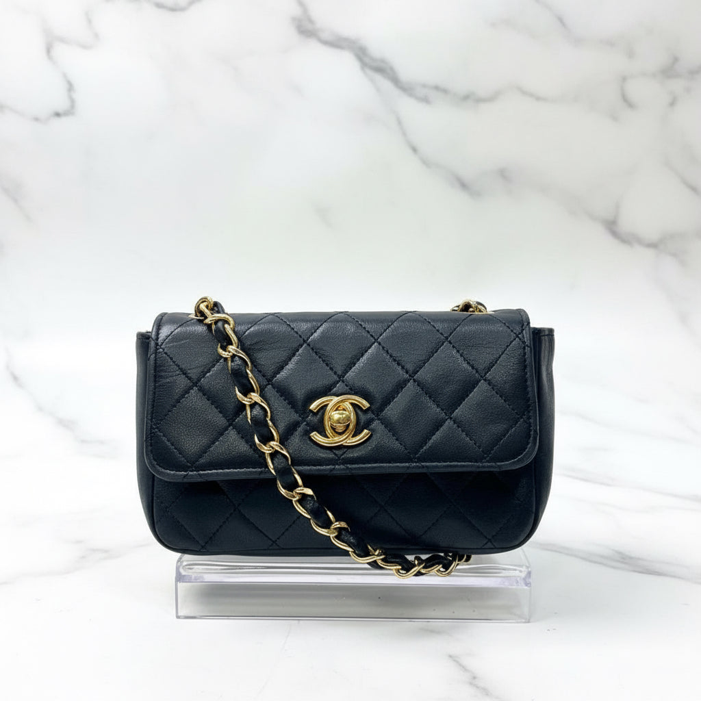 Chanel Quilted Extra Mini  Classic Flap Lambskin Shoulder bag Vintage