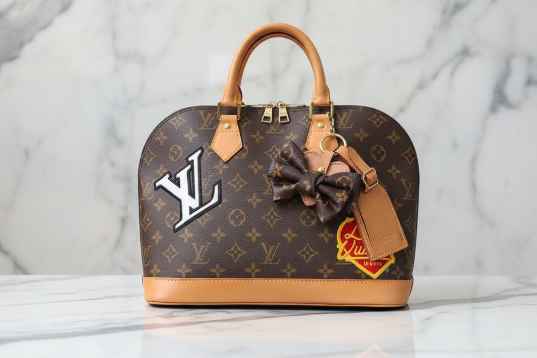 Authentic Louis Vuitton Alma PM Handbag  W / Name Tag , Lock & Key