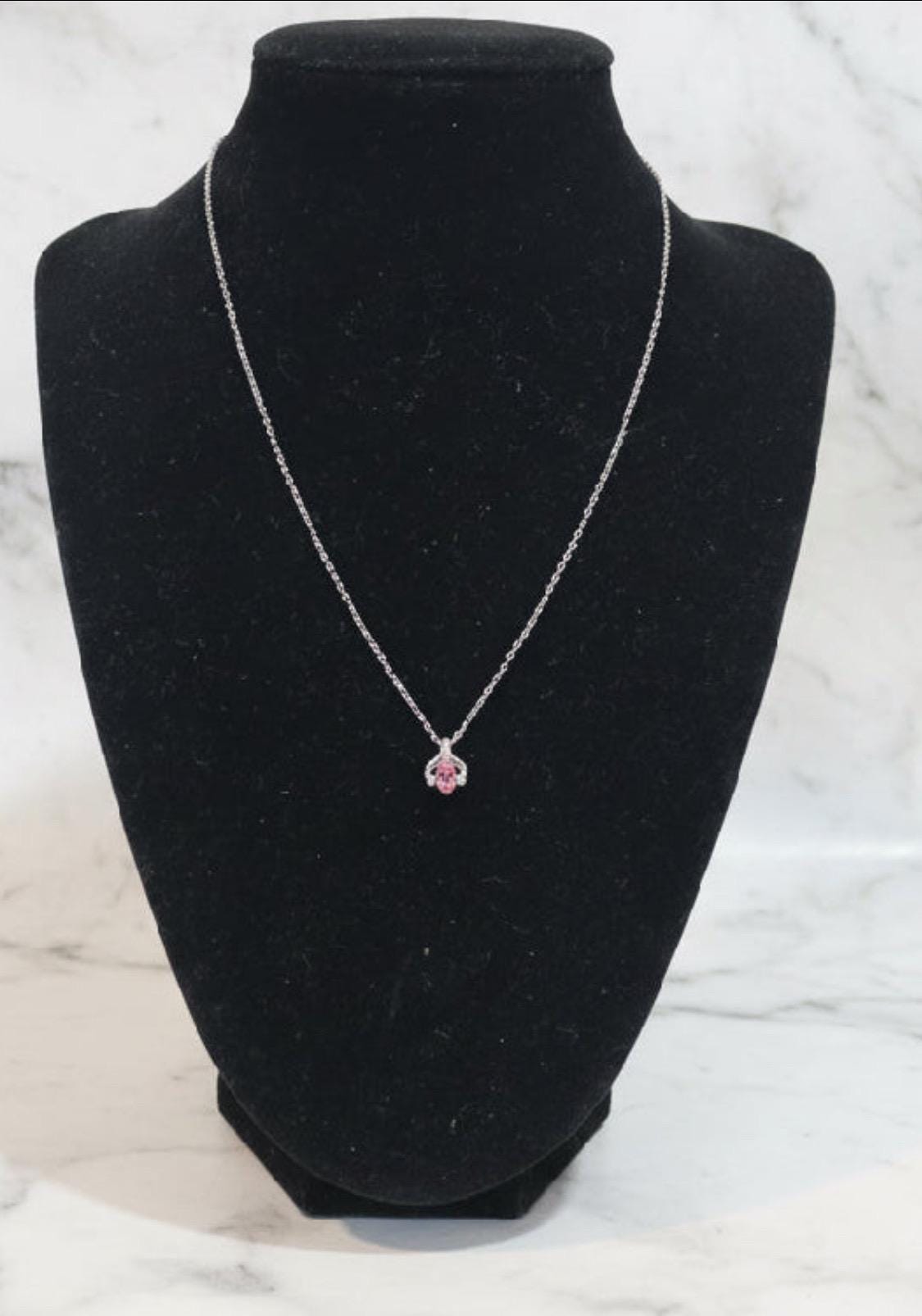 Authentic Silver Courreges Single Pink Stone Necklace Vintage