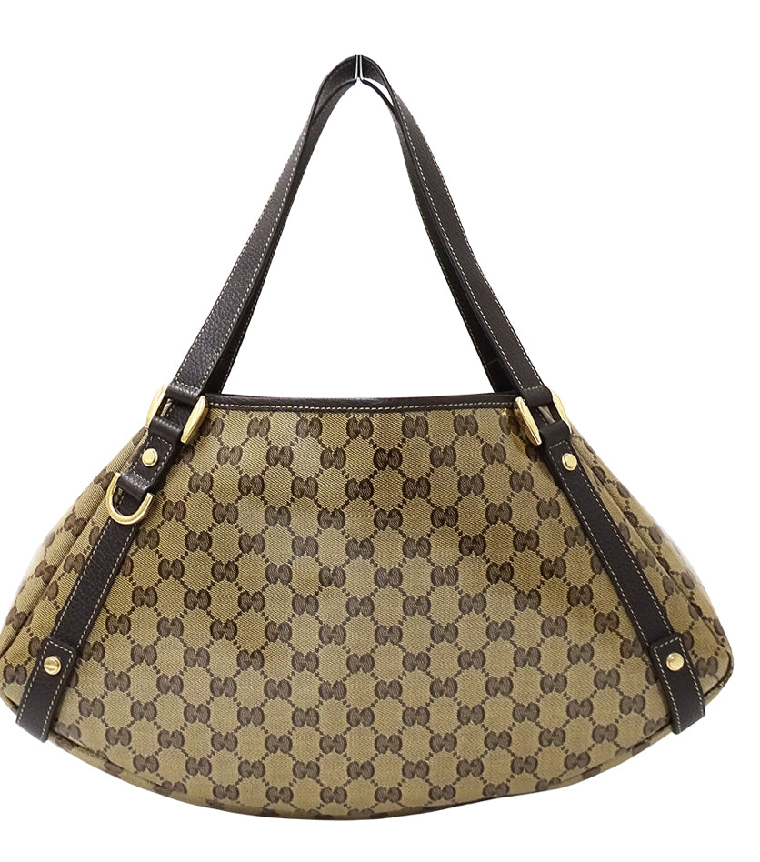 GUCCI Crystal Monogram Medium Abbey Shoulder Bag Dark Brown