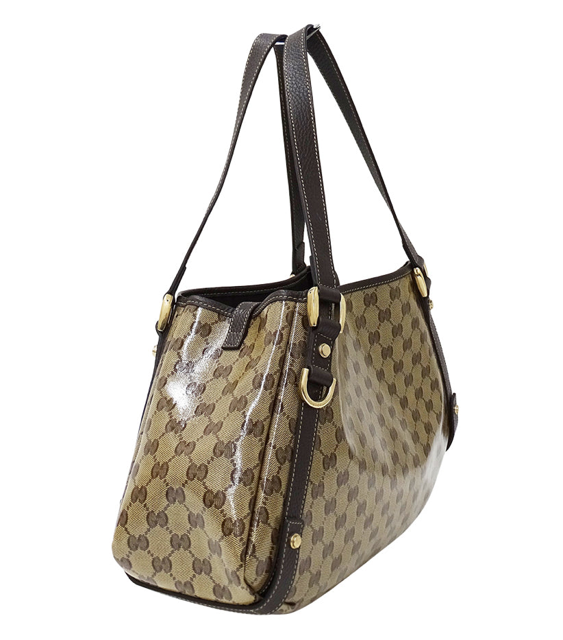GUCCI Crystal Monogram Medium Abbey Shoulder Bag Dark Brown