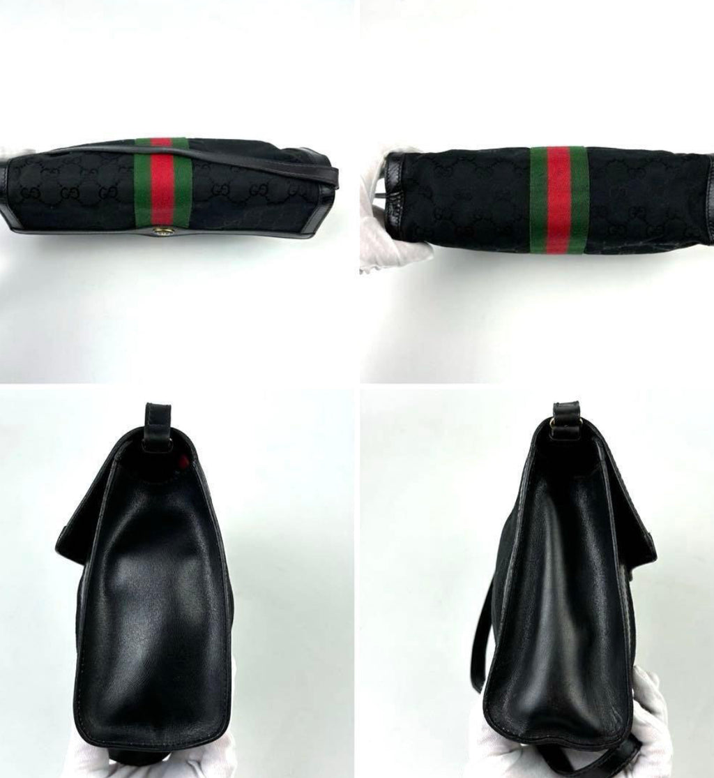 GUCCI Web Sherry Line GG Canvas Shoulder Bag Vintage