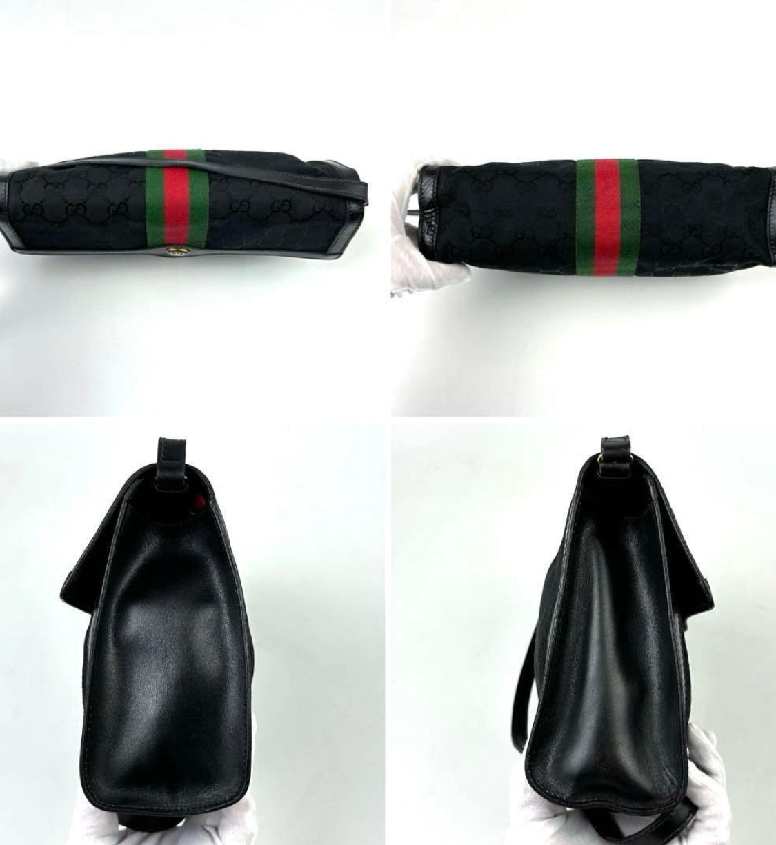 GUCCI Web Sherry Line GG Canvas Shoulder Bag Vintage