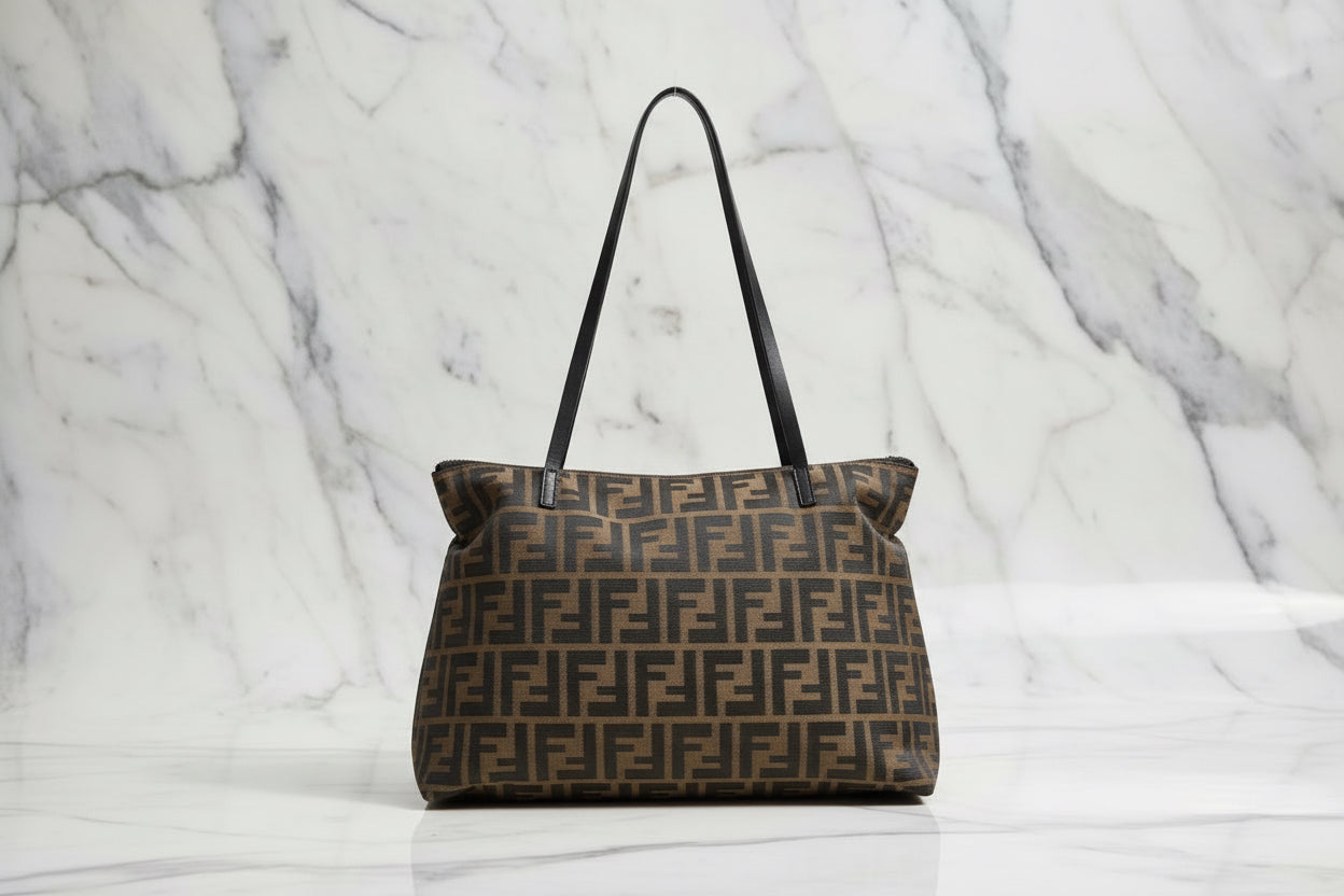 Authentic FENDI  FF Zucca 2 Handle Tote Bag
