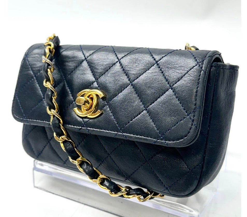 Chanel Quilted Extra Mini  Classic Flap Lambskin Shoulder bag Vintage