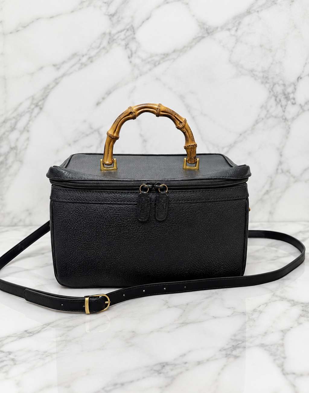 Gucci BambooVanity Shoulder Bag 2 Way Black