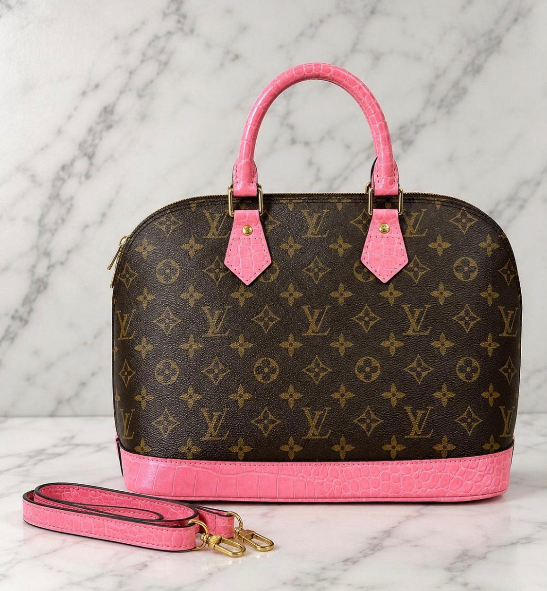 Louis Vuitton Alma MM Handbag  Customized