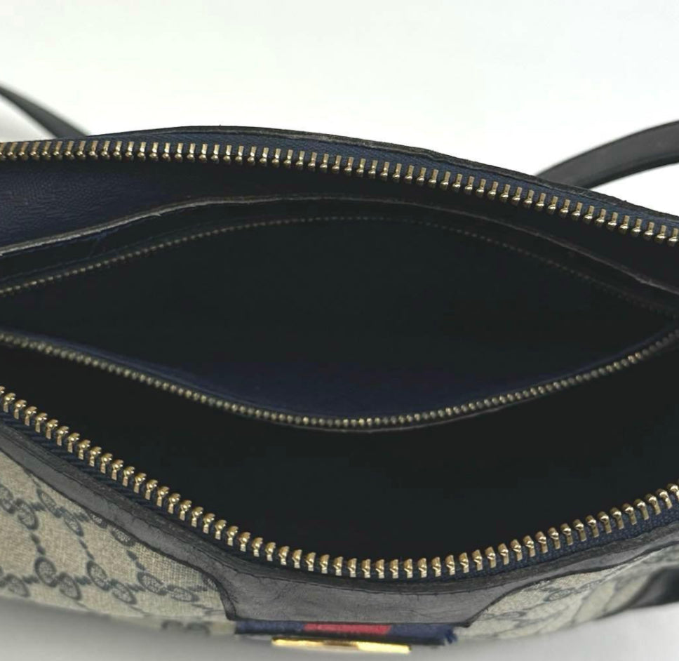 Gucci GG Supreme Sherry Line Shoulder Bag, Navy