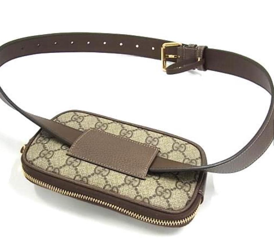 Authentic GUCCI GG Supreme Monogram Web Small Ophidia Belt Bag Dark Brown Like New  COA included