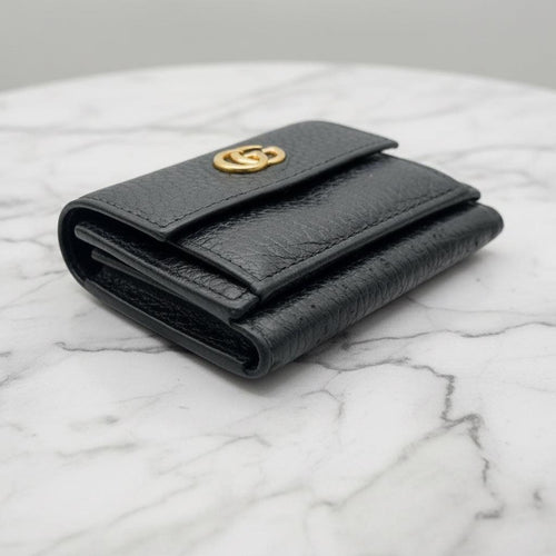Authentic Gucci GG Logo Marmont Black Leather Compact Wallet W / box Vintage