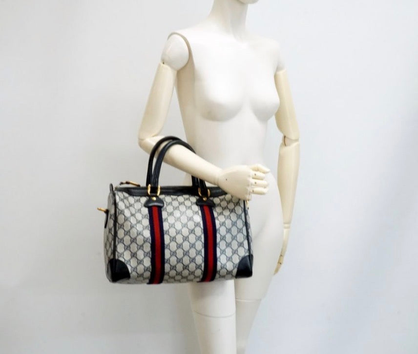 Vintage  Old Gucci GG 2-Way Supreme Boston Shoulder Bag