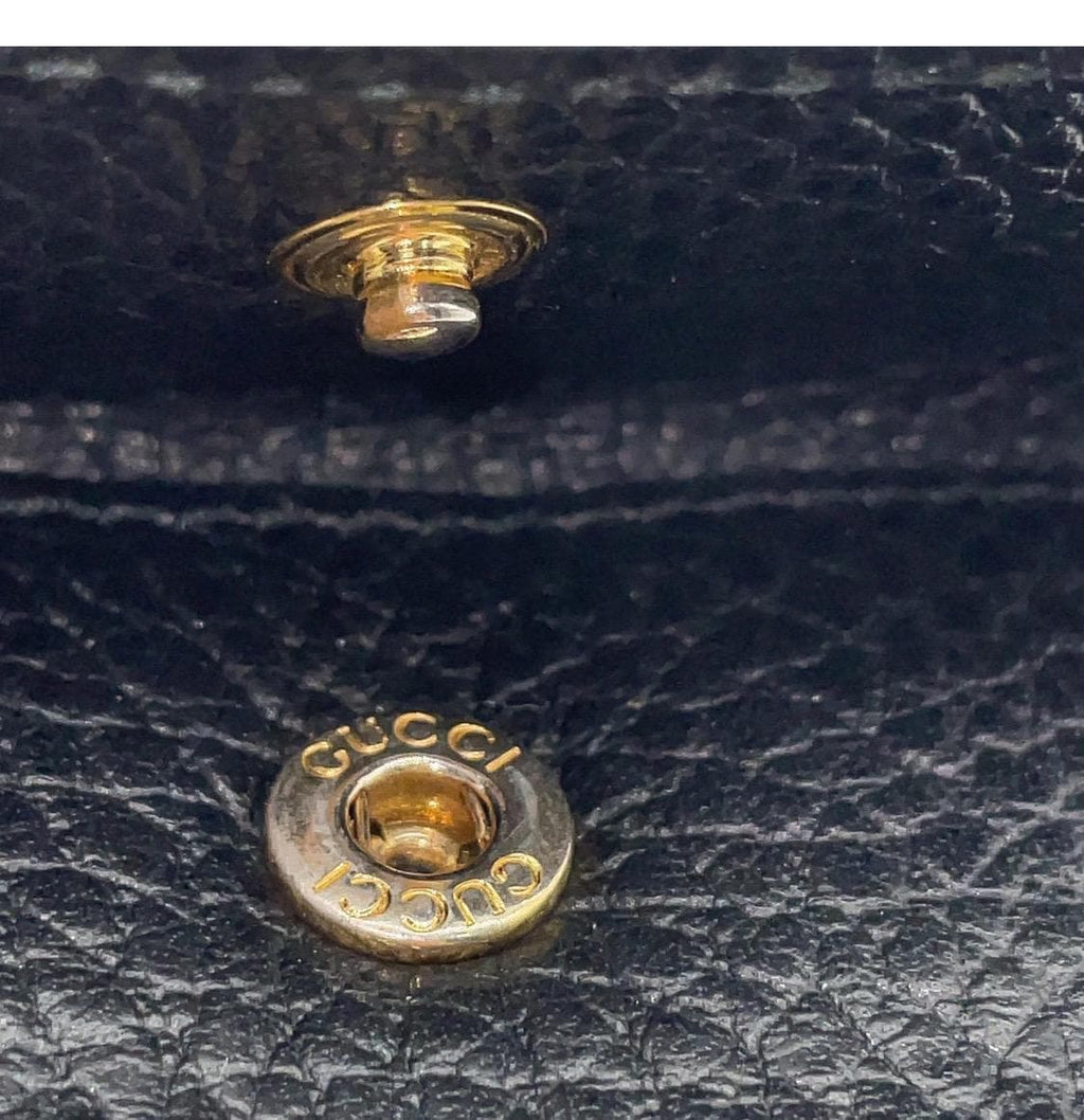 Authentic Gucci GG Logo Marmont Black Leather Compact Wallet W / box Vintage
