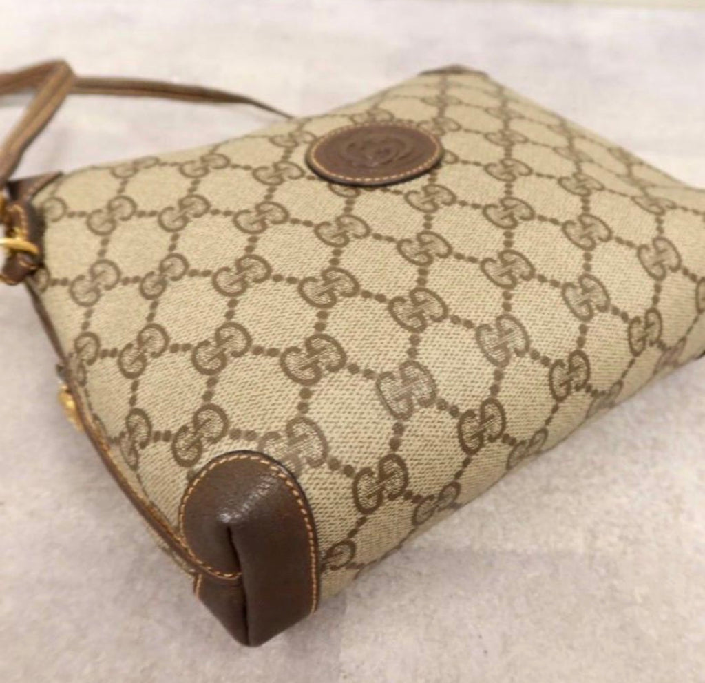 GUCCI Old Gucc GG supreme Calf Leather Shouldee Bag Vintage