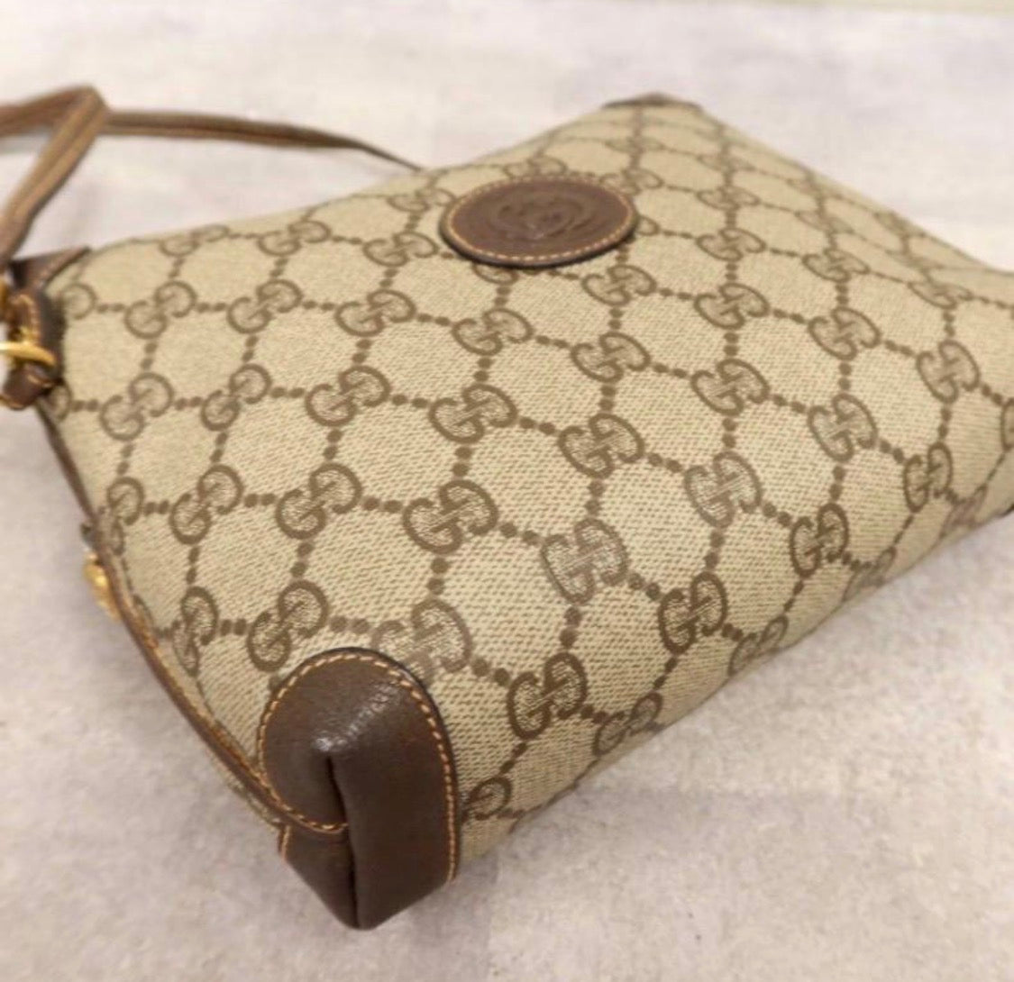 GUCCI Old Gucc GG supreme Calf Leather Shouldee Bag Vintage
