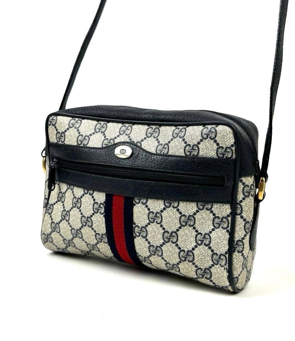 Gucci  GG Supreme Sherry Line Shoulder Bag Navy