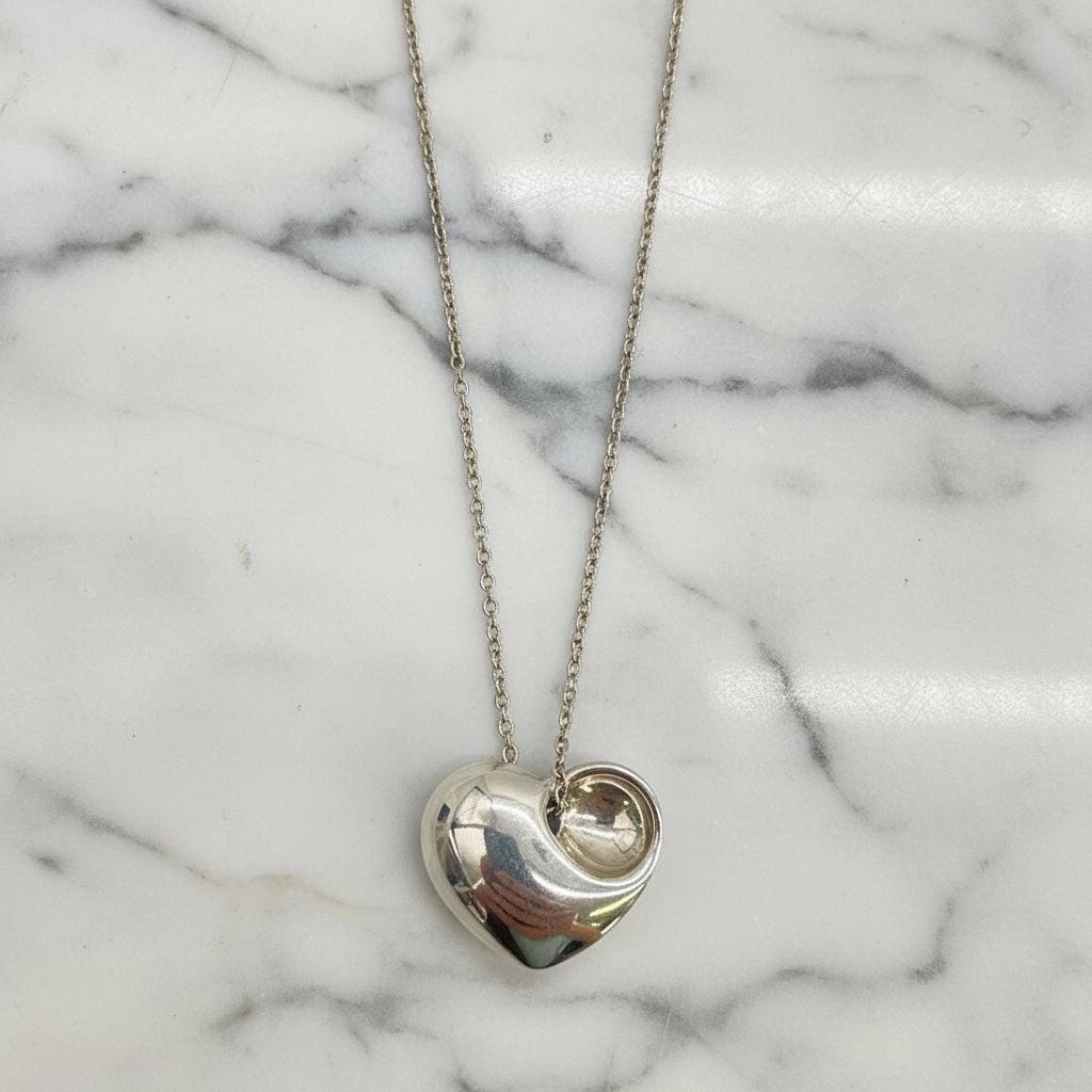 Authentic Tiffany & Co Folded Heart Necklace ( Great Gift )
